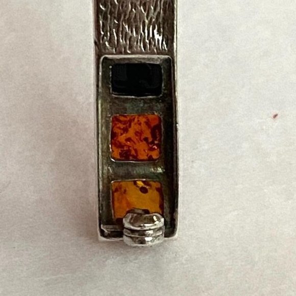 VTG Sterling Baltic Amber Multicolored Bar Brooch - Picture 12 of 15